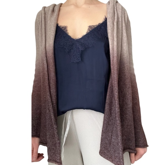 3/$15 🤑✨ Twenty One the Brand Wool Hooded Ombré Mauve & Tan Open Cardigan Medium - Picture 2 of 7